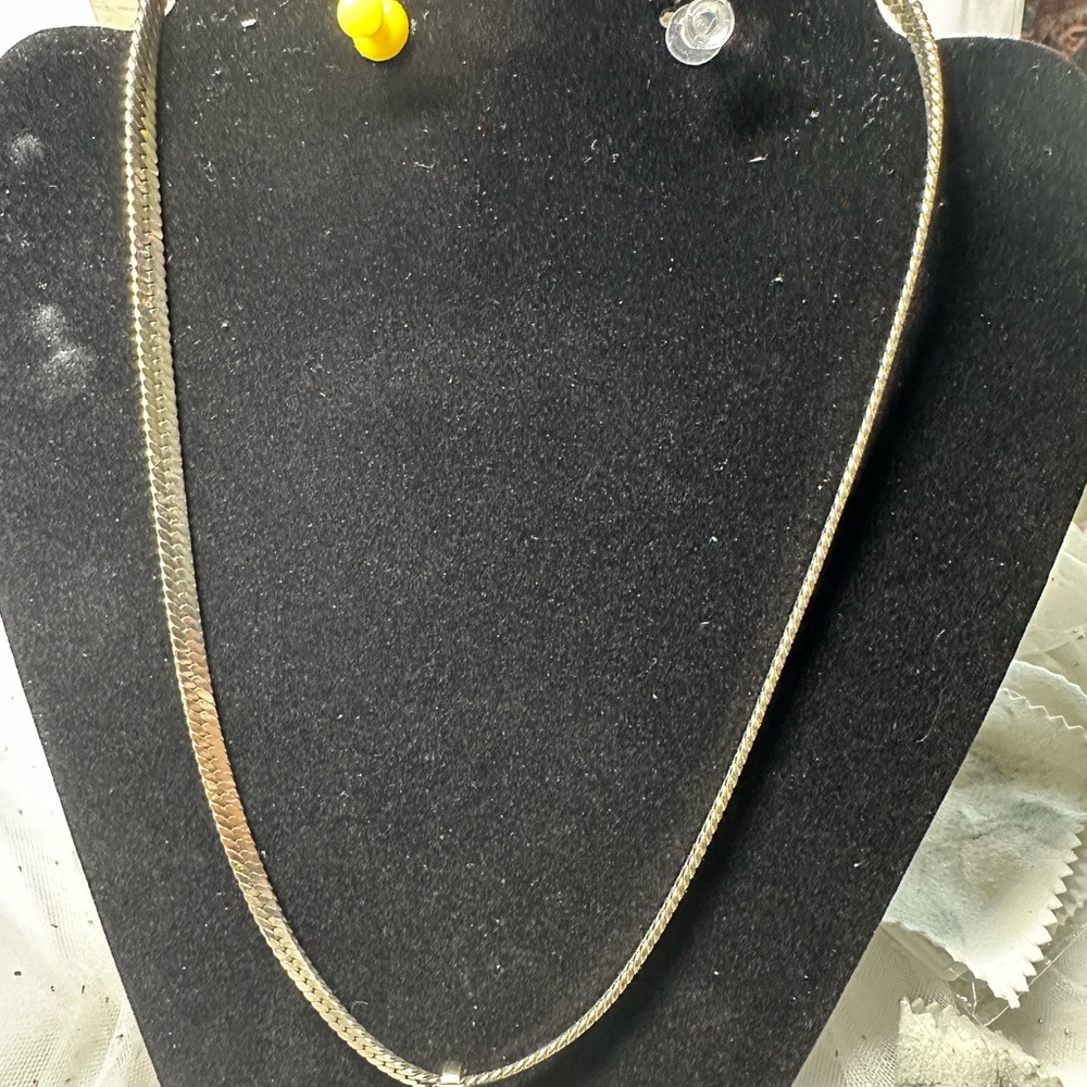 Vintage Gold-toned flat snake chain necklace with a swirl pendant